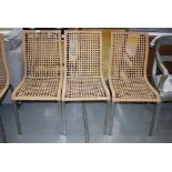 Set of 6 cane and metal framed conservatory dining chairs