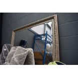 (3) Large rectangular bevelled mirror in silver frame