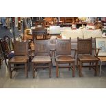 5071 Set of 4 oak armchairs with carved backs