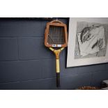 Vintage blue flash tennis racket with press