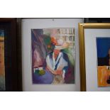 5029 Large modern art print depicting a lady wearing a hat