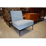 5277 Wrought iron easy chair in blue fabric