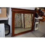 Large bevelled over mantle in natural wood frame