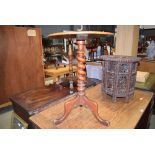 Victorian barley twist tripod table with round surface