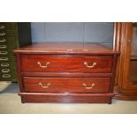 Dark wood 2 drawer entertainment stand, possibly Chinese