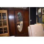 4316 Edwardian wardrobe with single mirrored door and drawer under