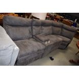 Grey suede sofa in 4 sections, af, incomplete