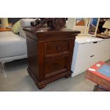 Darkwood 2 drawer bedside cabinet