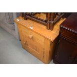 Oak lamp table with single drawer and door