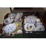 2 boxes containing Royal Copenhagen, Doulton and Spode crockery