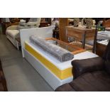 Cream faux leather single bedstead and mattress