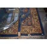 Large blue Chinese Tientsin Junco carpet approx 9ft x 6ft