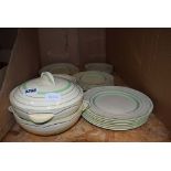 Quantity of Clarice Cliff Newport Pottery cream glazed crockery with green and gilt decorated