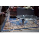 Large blue Chinese Tientsin Junco carpet approx 9ft x 6ft