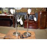 Pair of modern 3 branch table lamps