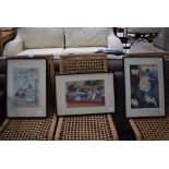 3 Japanese wood cut prints