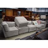 5283 Grey fabric sofa in 6 sections to include a footstool