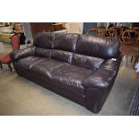 Brown leather effect 3 seater sofa