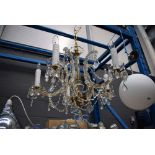 5 branch glass and metal ceiling light with droplets