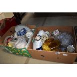 3 boxes containing glassware and general household china
