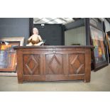 Oak coffer with diamond shape decoration