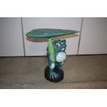 Painted and carved frog side table