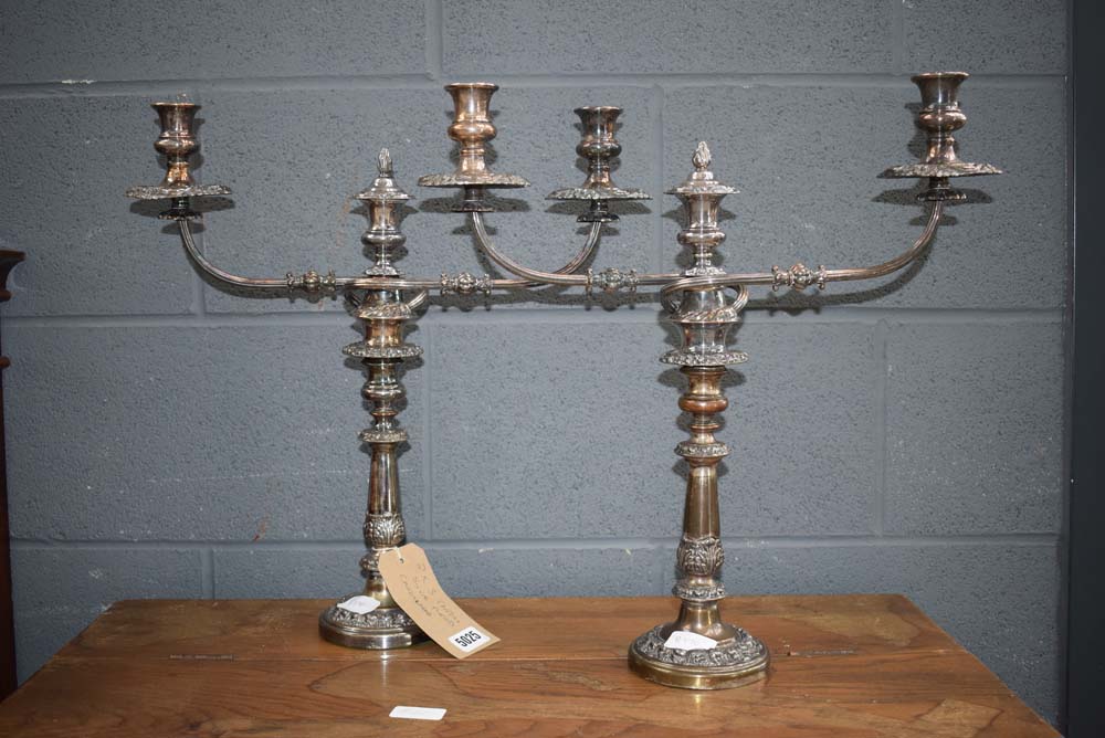 Pair of 2 branch silver plated candelabra