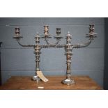 Pair of 2 branch silver plated candelabra