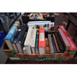 Box containing antique and architectural reference books