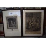 5173 Pair of engravings - study of a child plus The Card Players