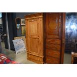 Pine single door wardrobe with drawer under