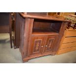 Reproduction mahogany sideboard, towel airer, footstool with leopard print pattern, small ottoman