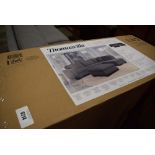 Thomsville grey fabric ottoman (boxed af)