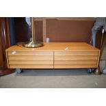 5408 Low slung beech coffee table with 2 drawers