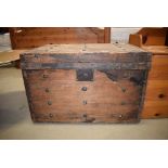 Pine blanket box with metal banding