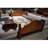 4ft 6in pine bedstead with mattress