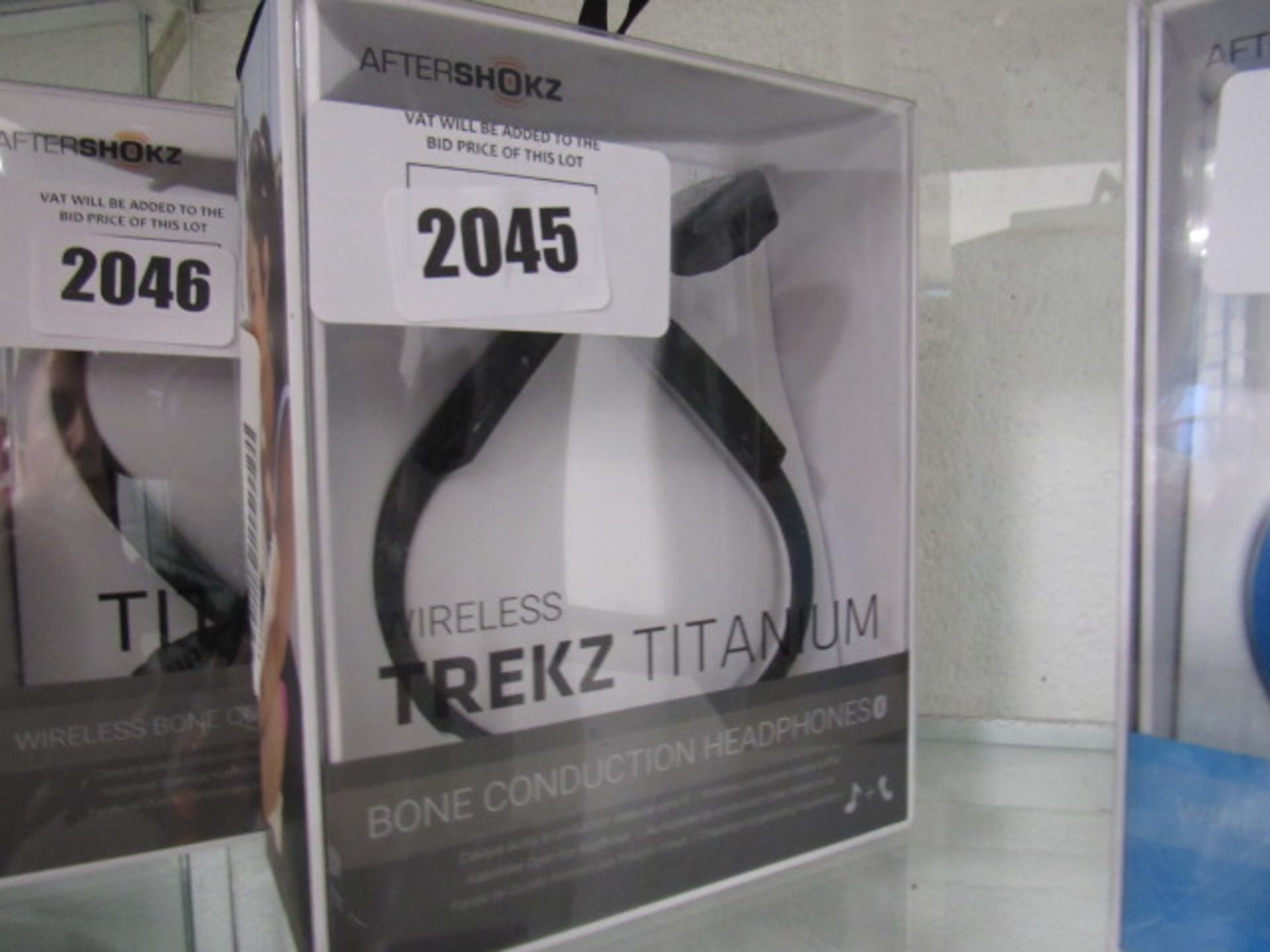 After Shokz wireless Trex titanium headphones, in box