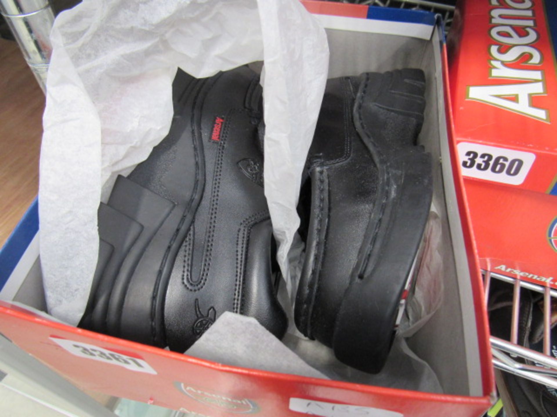 Boxed pair of children's Arsenal school shoes