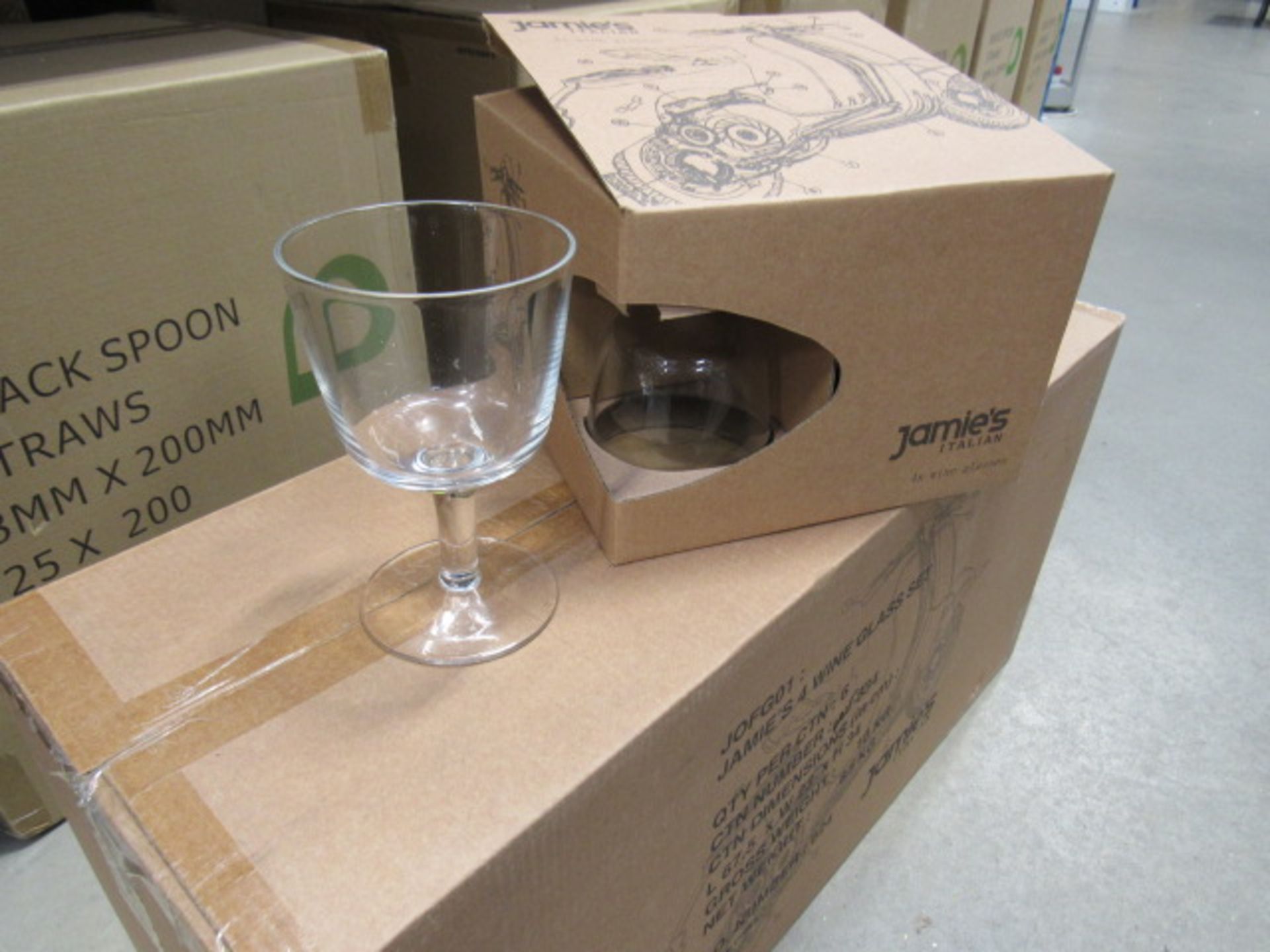 Box containing 6 Jamie Oliver wine glass sets