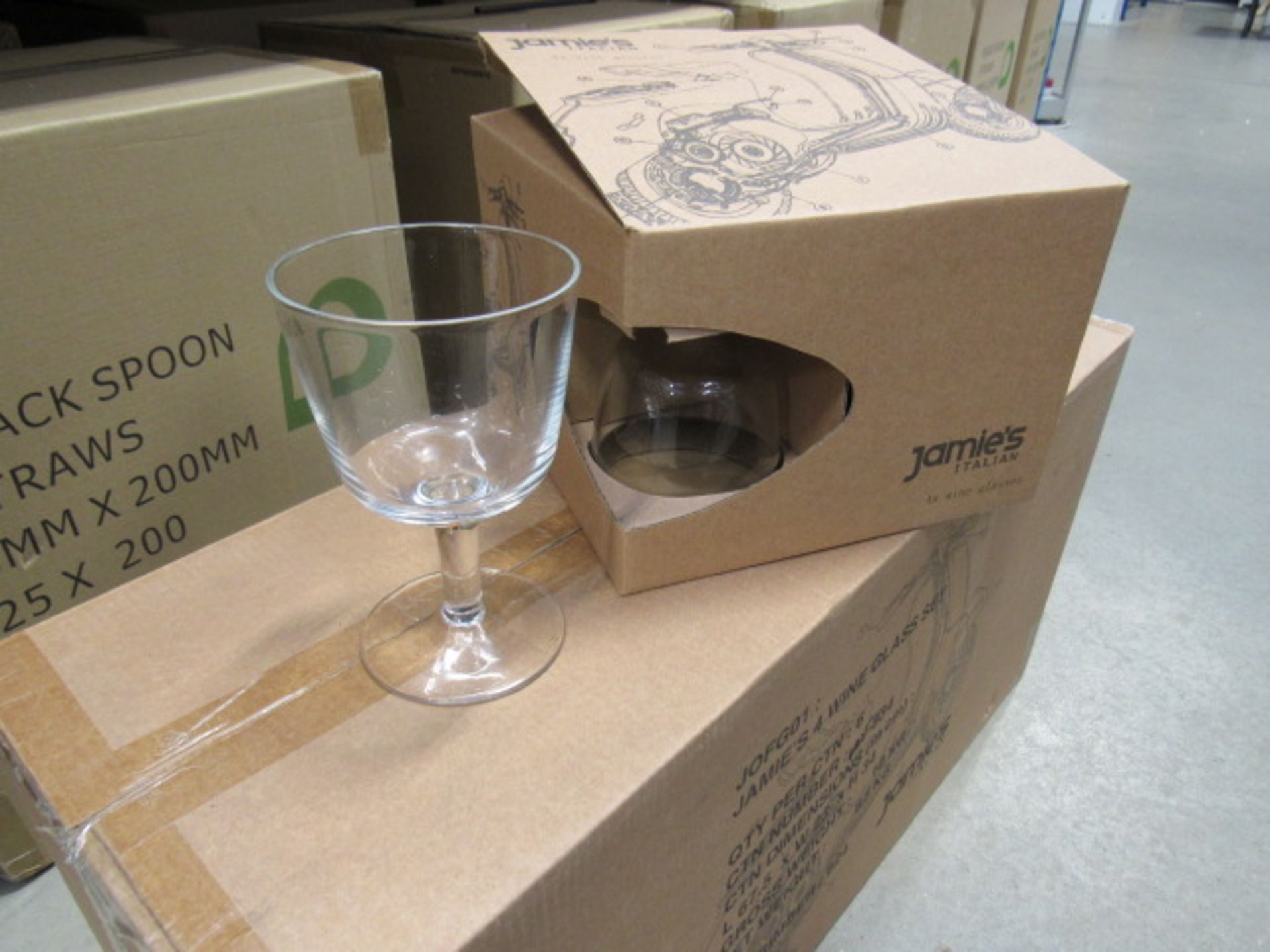 Box containing 6 Jamie Oliver wine glass sets