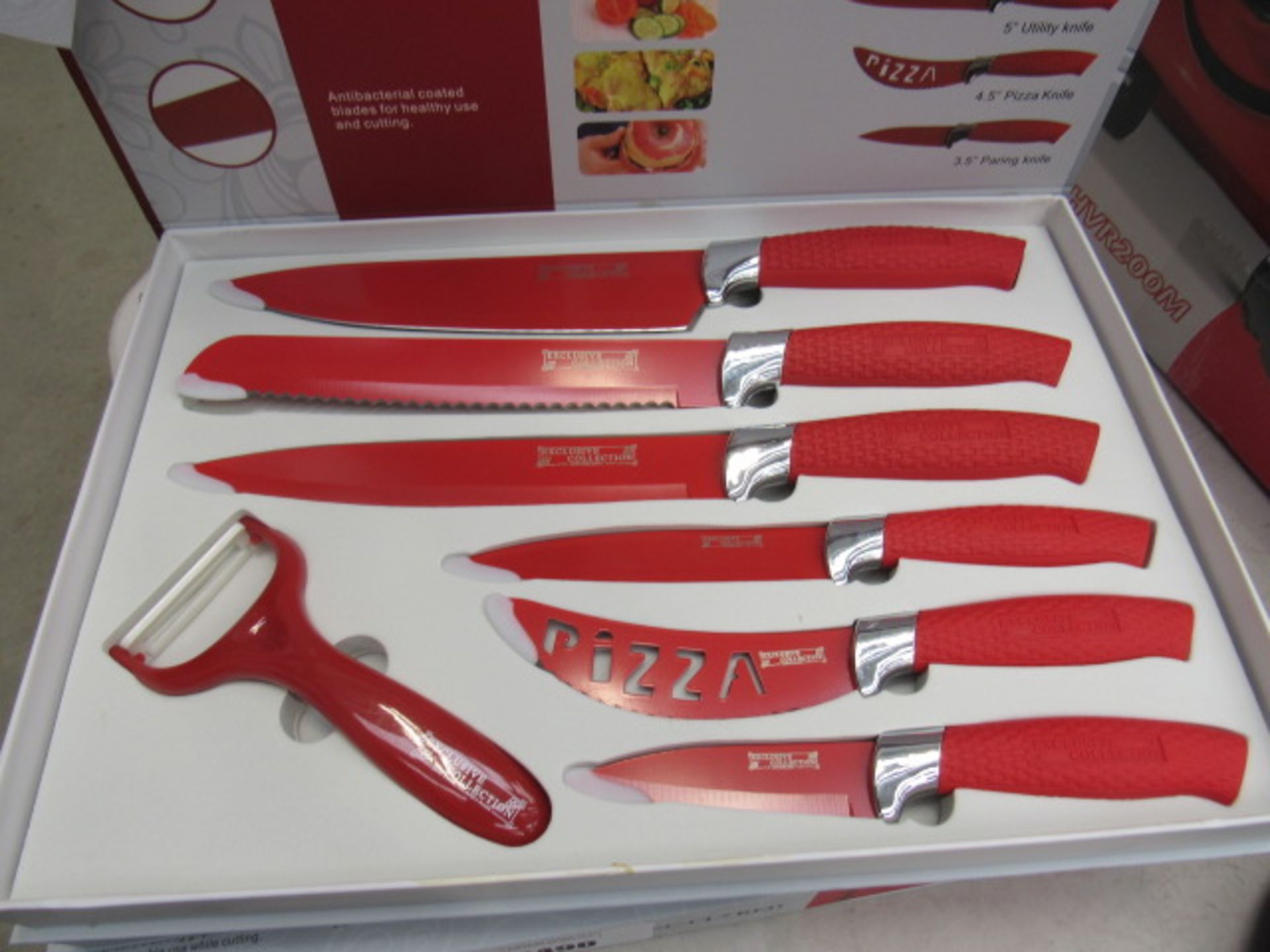 Exclusive collection seven piece red knife set