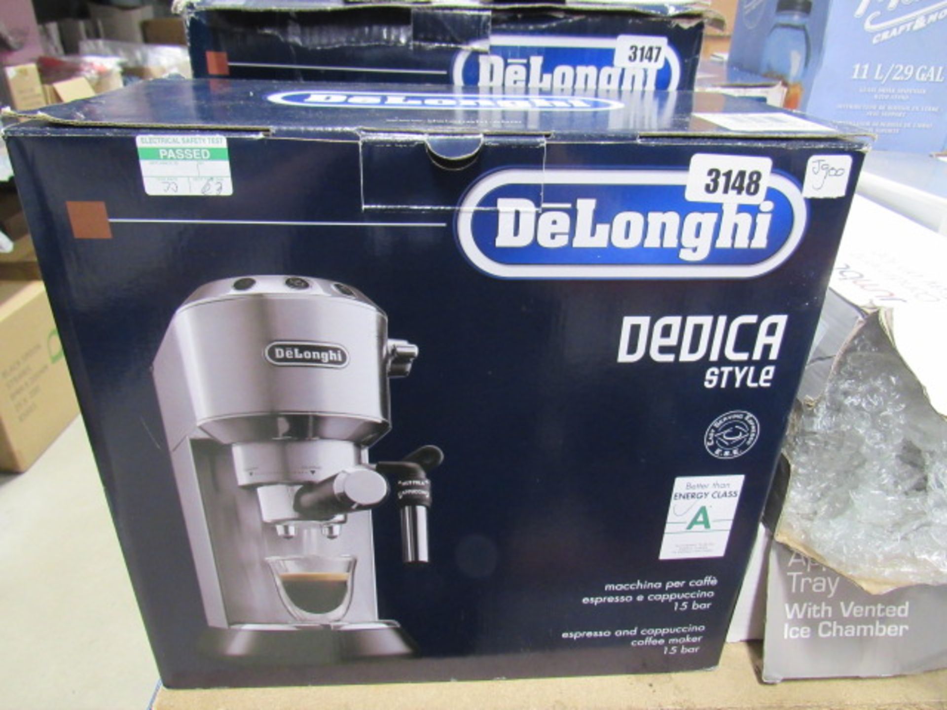 Boxed Delonghi Dedica style cappuccino coffee dispenser