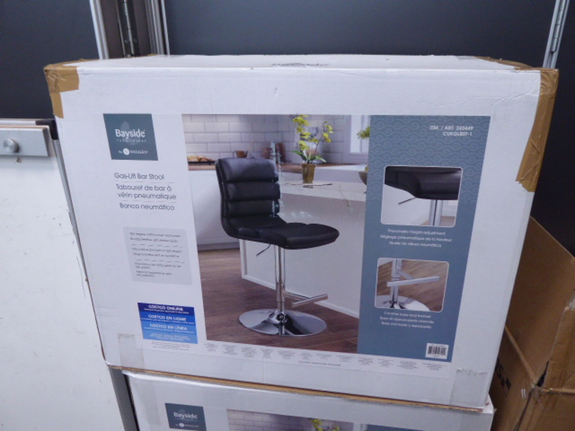 2x Boxed chrome barstools