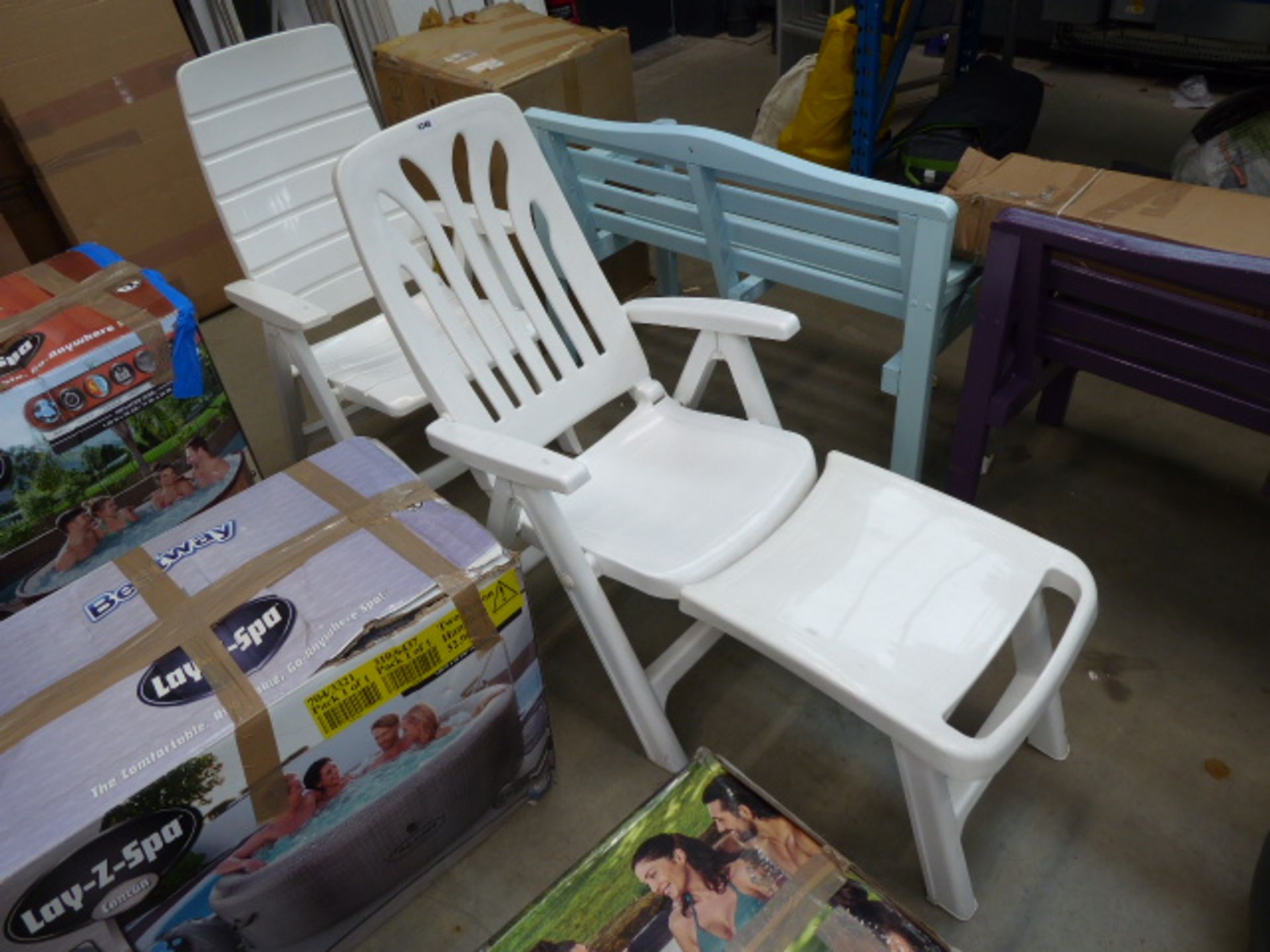 2x White foldup garden chairs