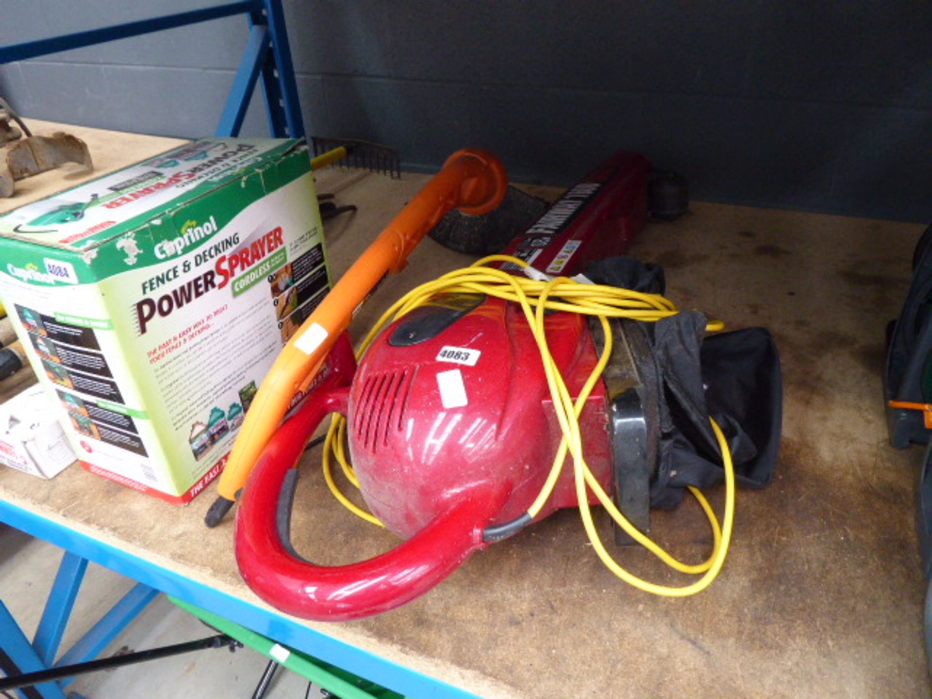 Fairway electric leaf blower and a small electric Works strimmer