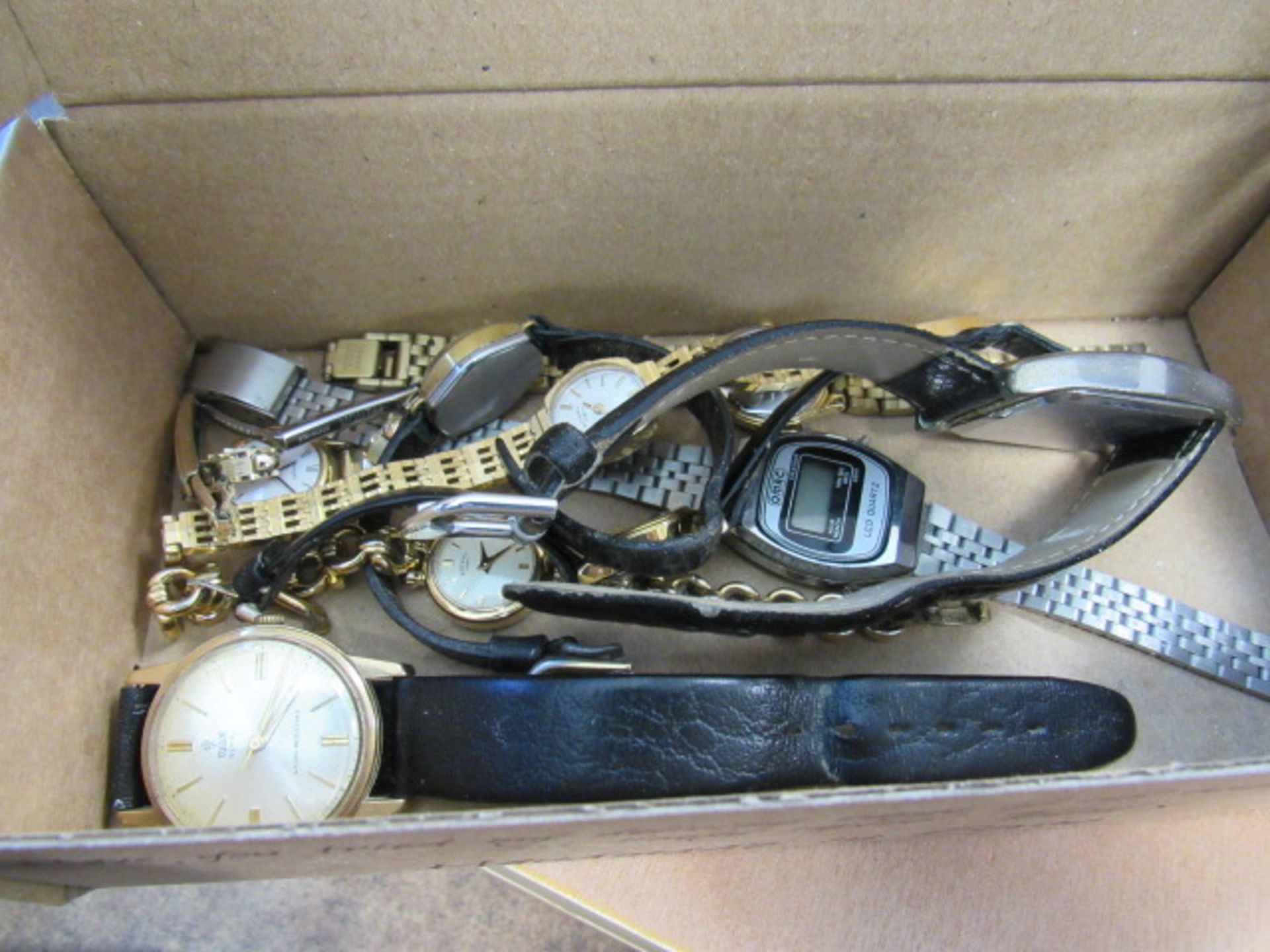 Small box of watches inc. ladies Rotary, Pulsar, Ingersol, Tudor and others