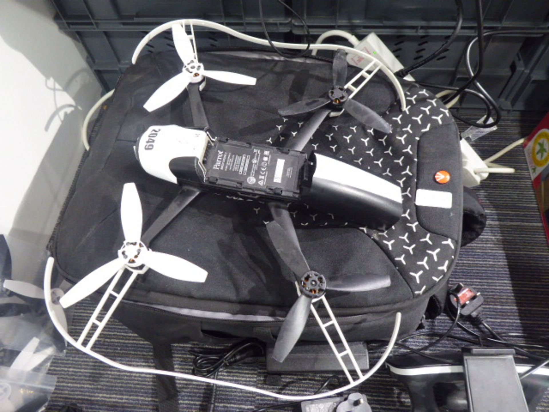 Parrot Bebop drone 2 with Parrot Manfrotto backpack, charger, tablet mount controller, headset and - Image 2 of 2