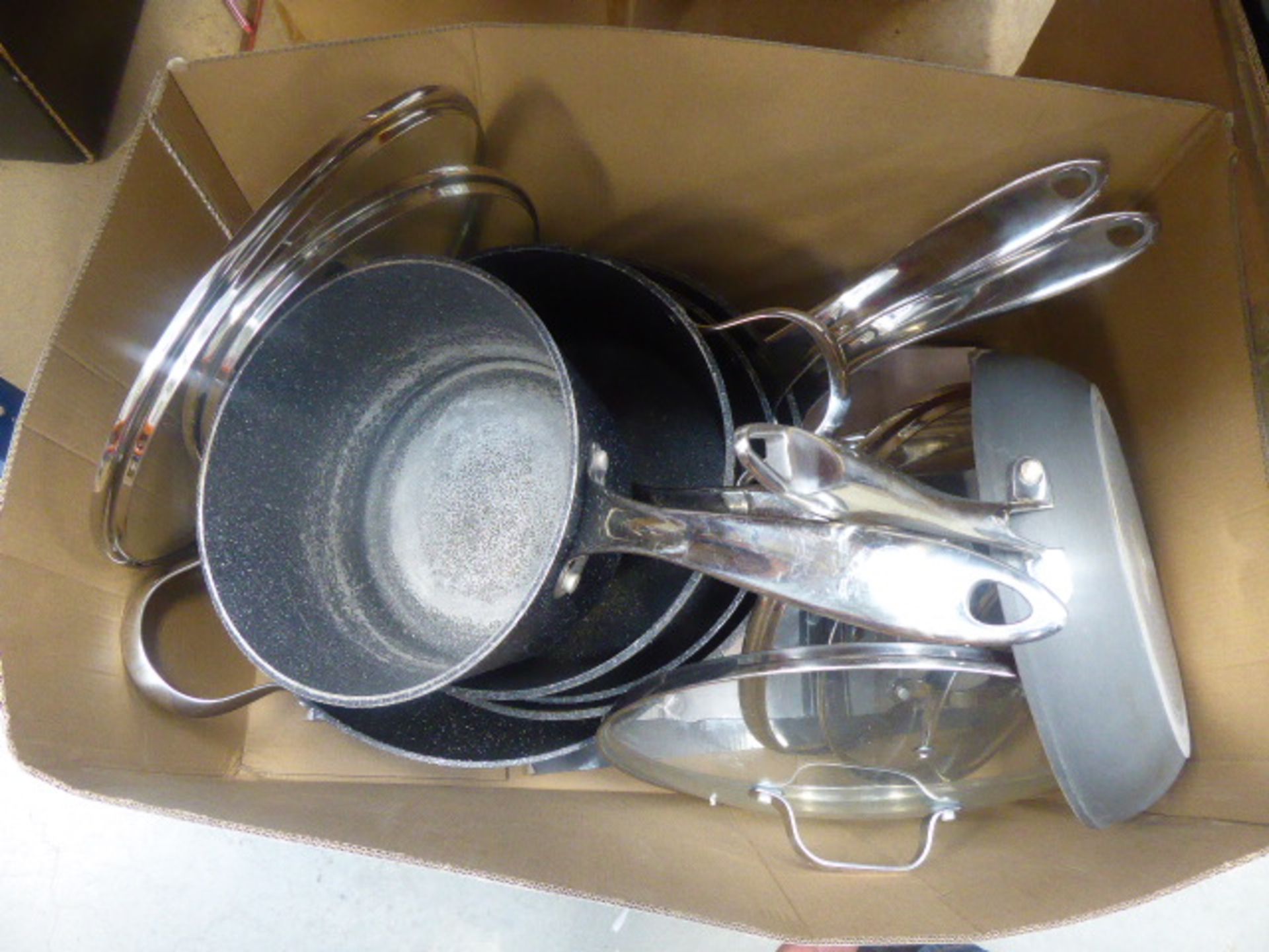 3040 Large box containing assorted saucepans and frying pans - Image 2 of 2