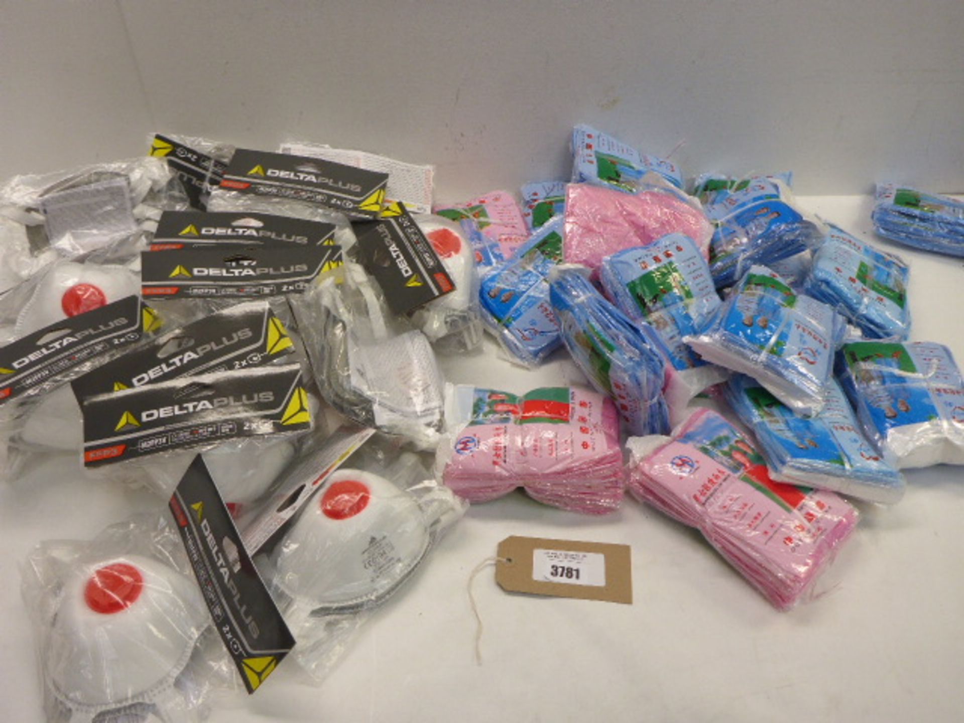 Quantity of personal protection face masks and plastic rain coats