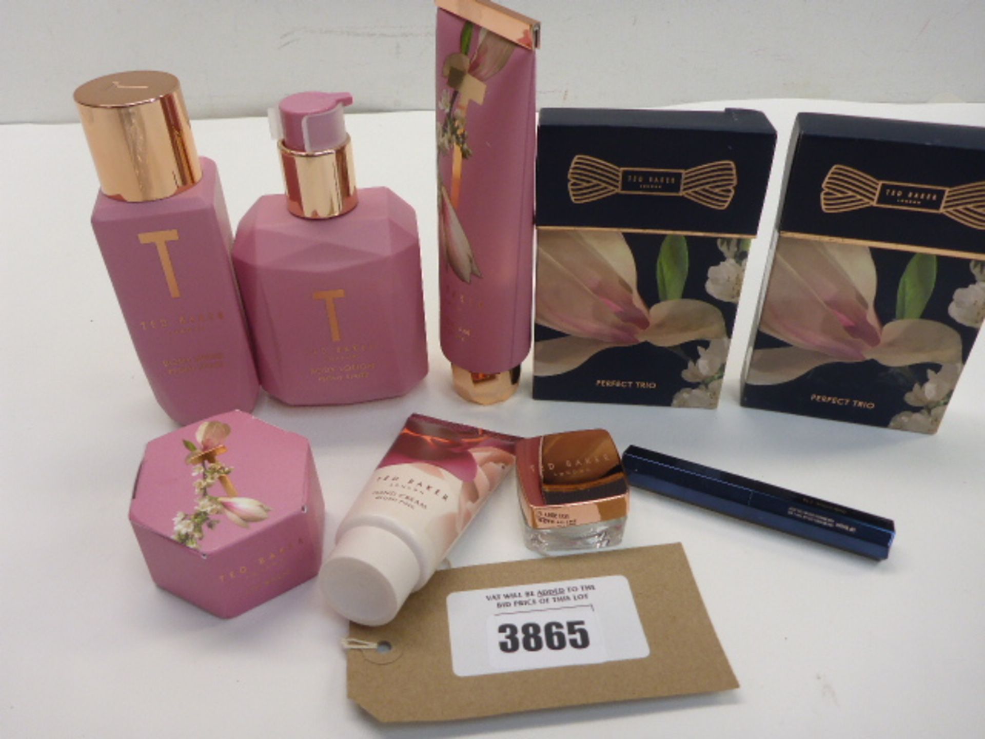 Selection of Ted Baker beauty products including body lotion, body spray, lip balm, hand cream etc